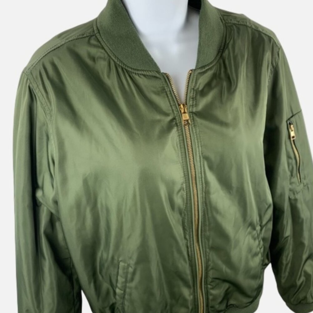L.A. Hearts Olive Green Zip Up Puffer Bomber Jacket
